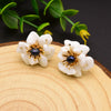 1 Pair Retro Flower Plating Inlay Copper Natural Stone Pearl 18k Gold Plated Ear Studs