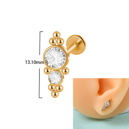 Casual Elegant Simple Style Geometric Stainless Steel Plating Inlay Zircon Lip Stud