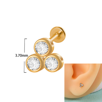 Casual Elegant Simple Style Geometric Stainless Steel Plating Inlay Zircon Lip Stud