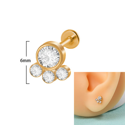 Casual Elegant Simple Style Geometric Stainless Steel Plating Inlay Zircon Lip Stud