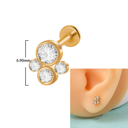 Casual Elegant Simple Style Geometric Stainless Steel Plating Inlay Zircon Lip Stud