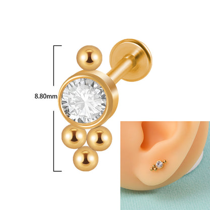 Casual Elegant Simple Style Geometric Stainless Steel Plating Inlay Zircon Lip Stud