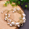 Retro Round Freshwater Pearl Copper Plating Gold Plated Bracelets