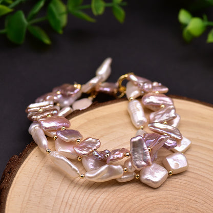 Retro Round Freshwater Pearl Copper Plating Gold Plated Bracelets