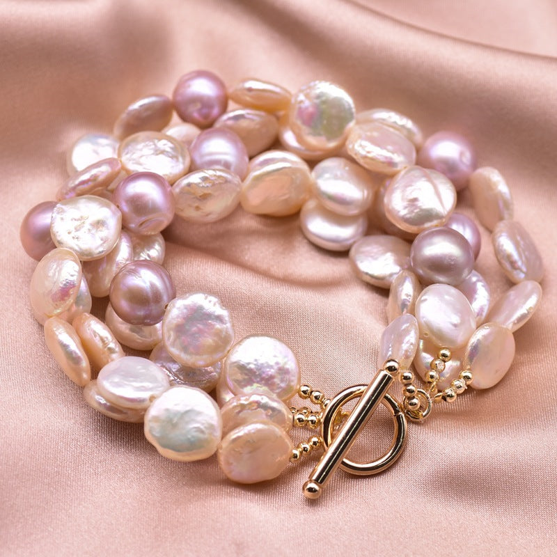 Retro Round Freshwater Pearl Copper Plating Gold Plated Bracelets