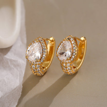 1 Pair Basic Classic Style Geometric Owl Plating Inlay Copper Zircon 18k Gold Plated Hoop Earrings