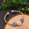 Retro Solid Color Crystal Freshwater Pearl Plating Cuff Bracelets