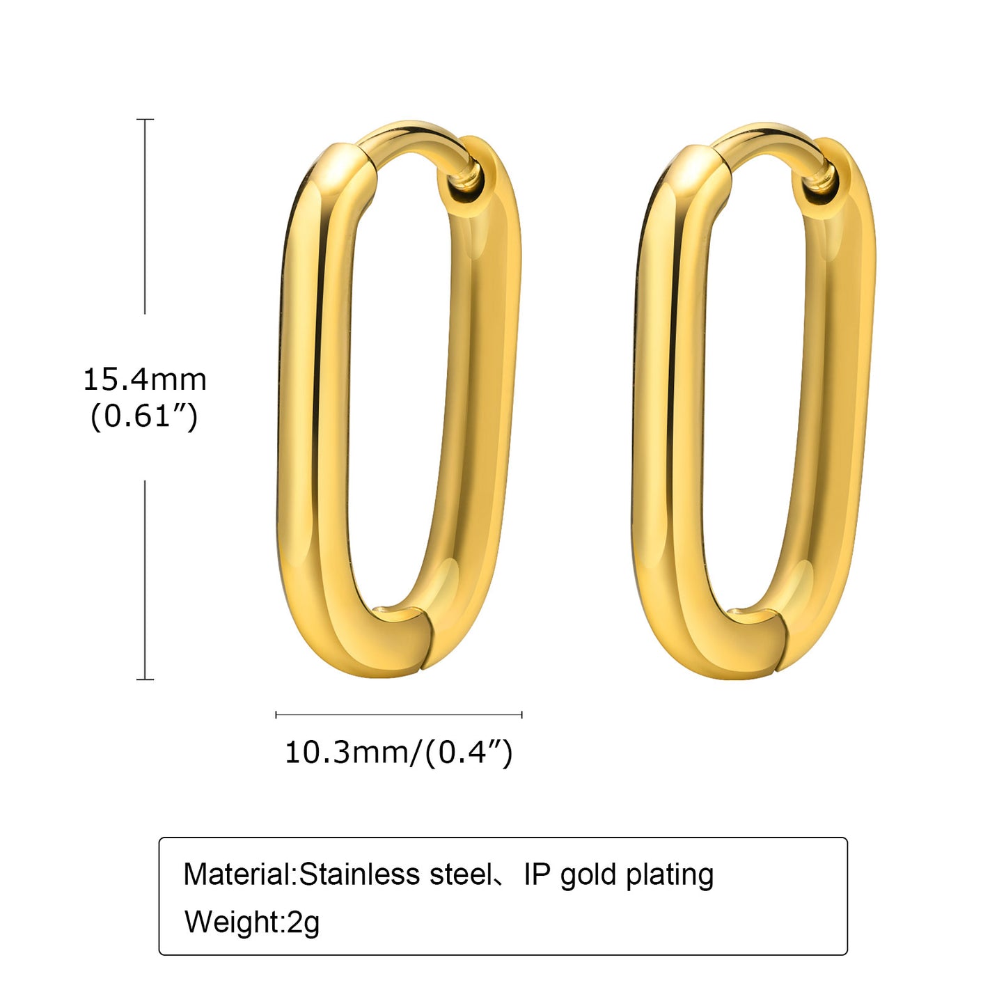 1 Pair Casual Basic Modern Style Geometric Plating Stainless Steel 18k Gold Plated Earrings