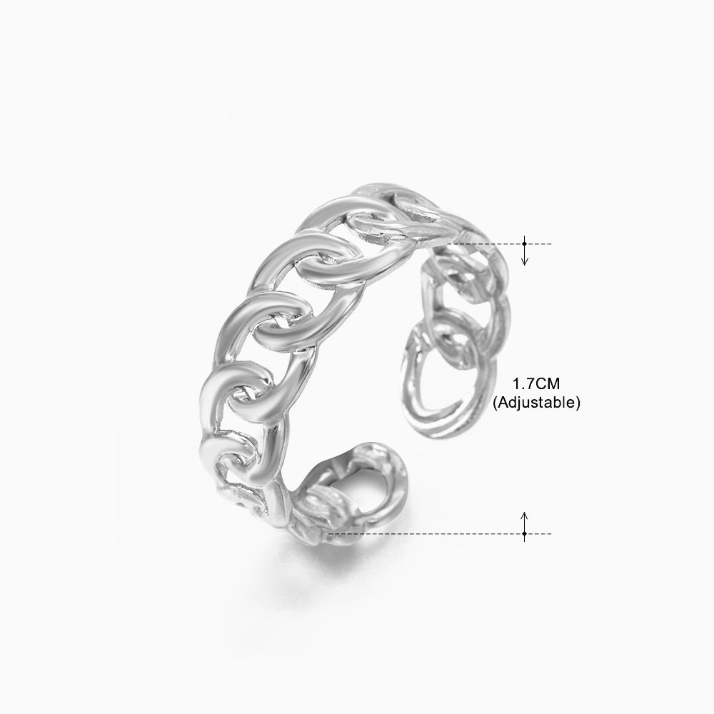 Basic Classic Style Geometric Leaf Stainless Steel Plating Open Rings