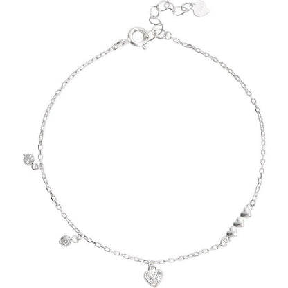 Sweet Heart Shape Sterling Silver Inlay Artificial Diamond Bracelets