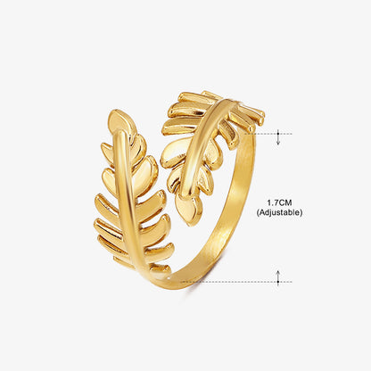 Basic Classic Style Geometric Leaf Stainless Steel Plating Open Rings