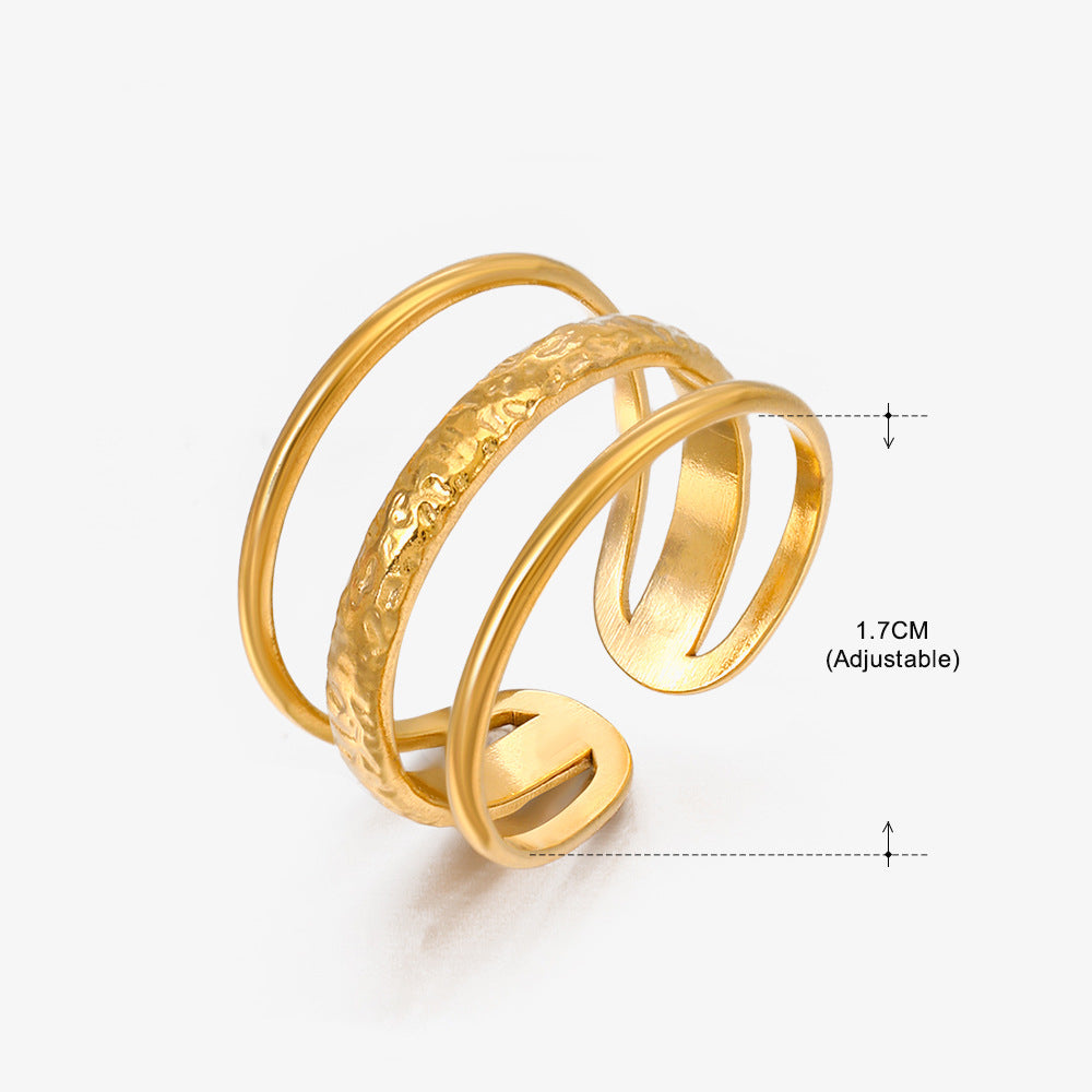 Retro Geometric Stainless Steel Plating Open Rings