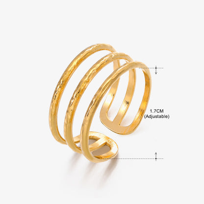 Retro Geometric Stainless Steel Plating Open Rings