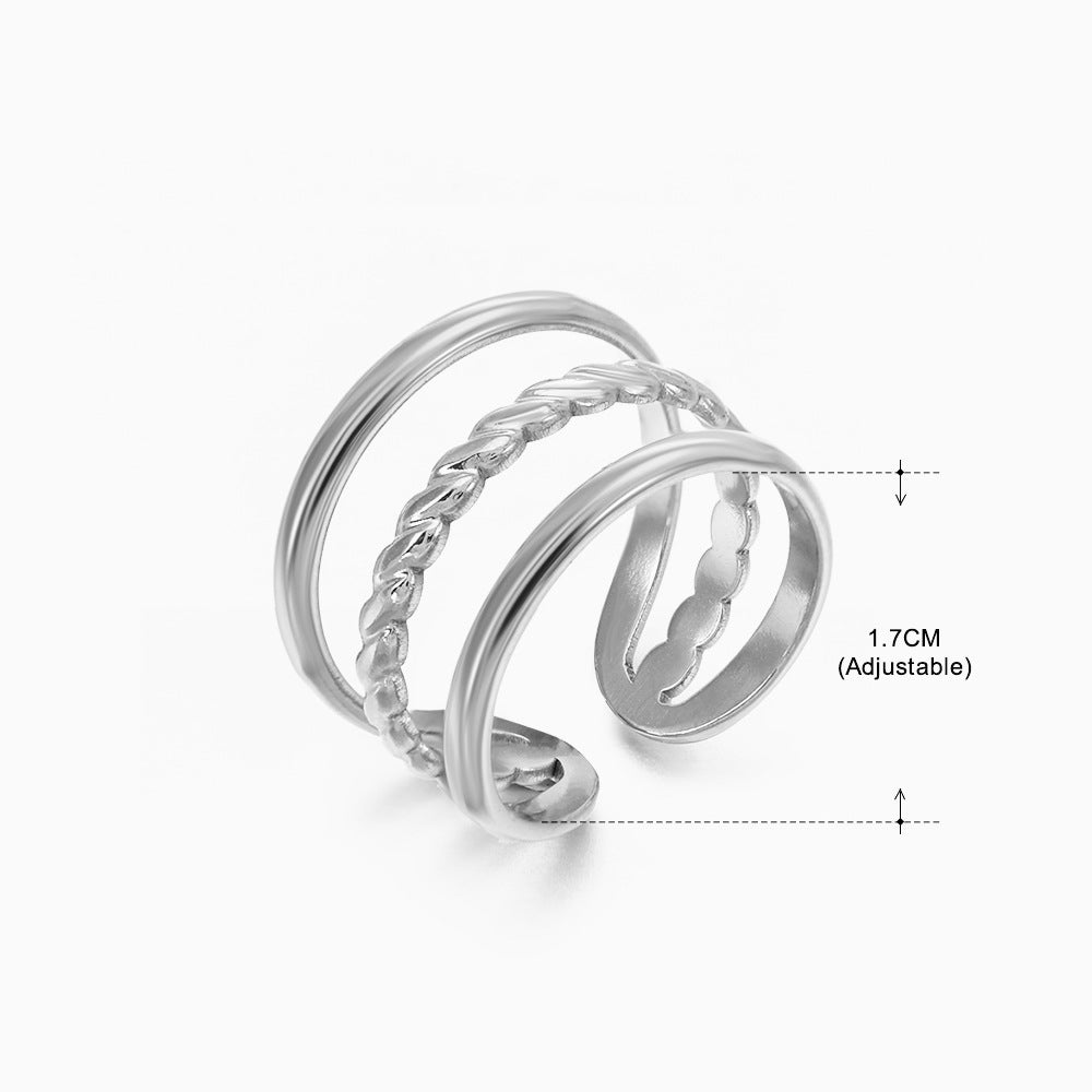 Retro Geometric Stainless Steel Plating Open Rings