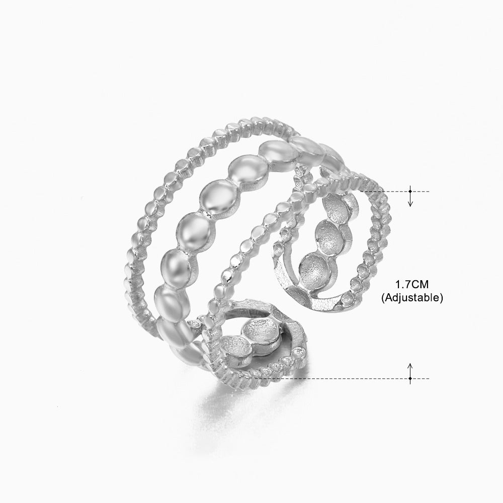 Retro Geometric Stainless Steel Plating Open Rings