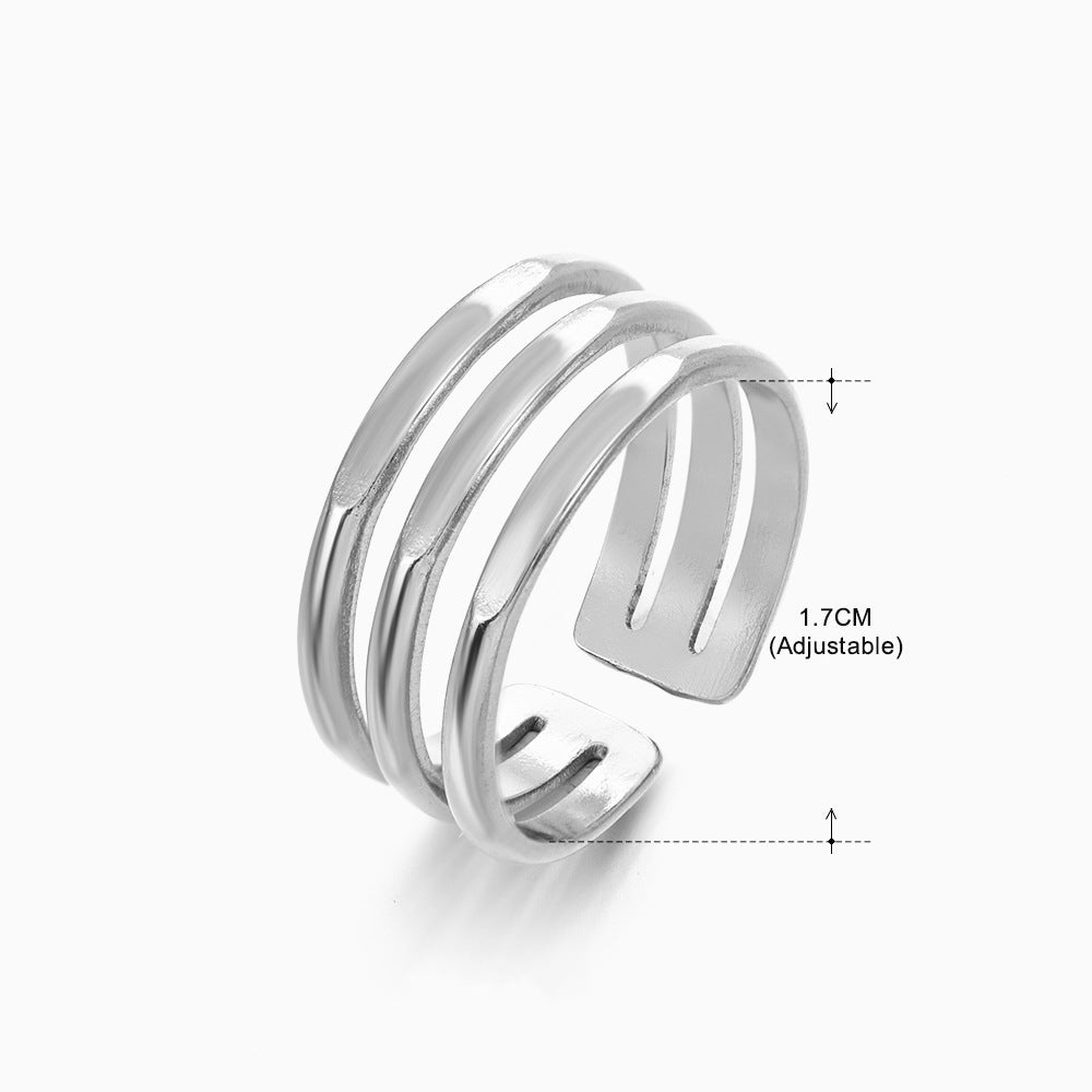 Retro Geometric Stainless Steel Plating Open Rings