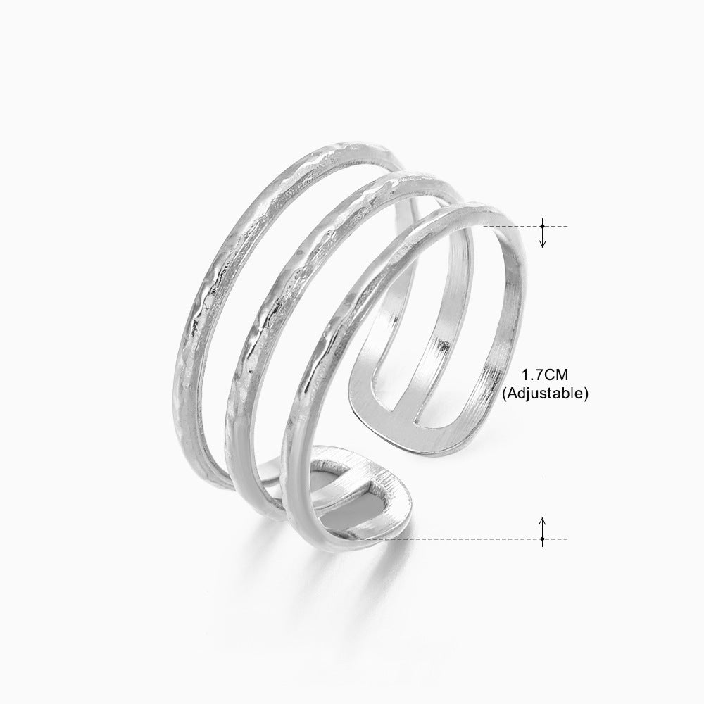 Retro Geometric Stainless Steel Plating Open Rings