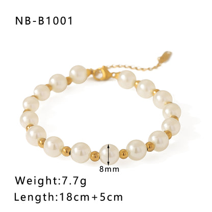 Ig Style Baroque Style French Style Pearl Stainless Steel Beaded Plating 18k Gold Plated Women's Bracelets