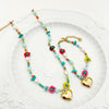 Vacation Sweet Heart Shape Flower Stainless Steel Beaded Pearl Plating Gold Plated Bracelets Necklace