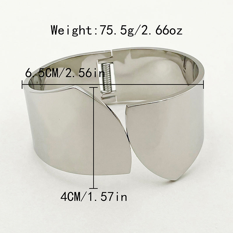 Simple Style Solid Color Stainless Steel Asymmetrical Bangle