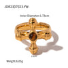 Ig Style Retro Streetwear Cross Stainless Steel Plating Inlay Artificial Gemstones 18k Gold Plated Rings