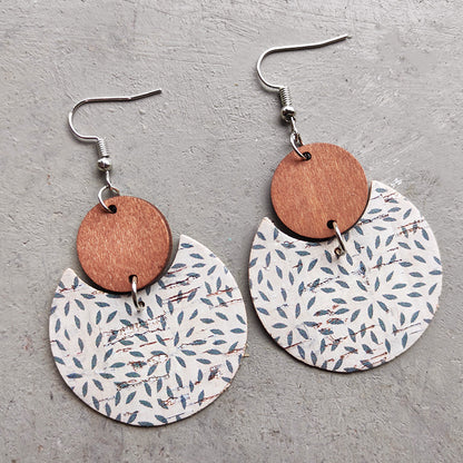 1 Pair Simple Style Leaves Wood Leather Drop Earrings