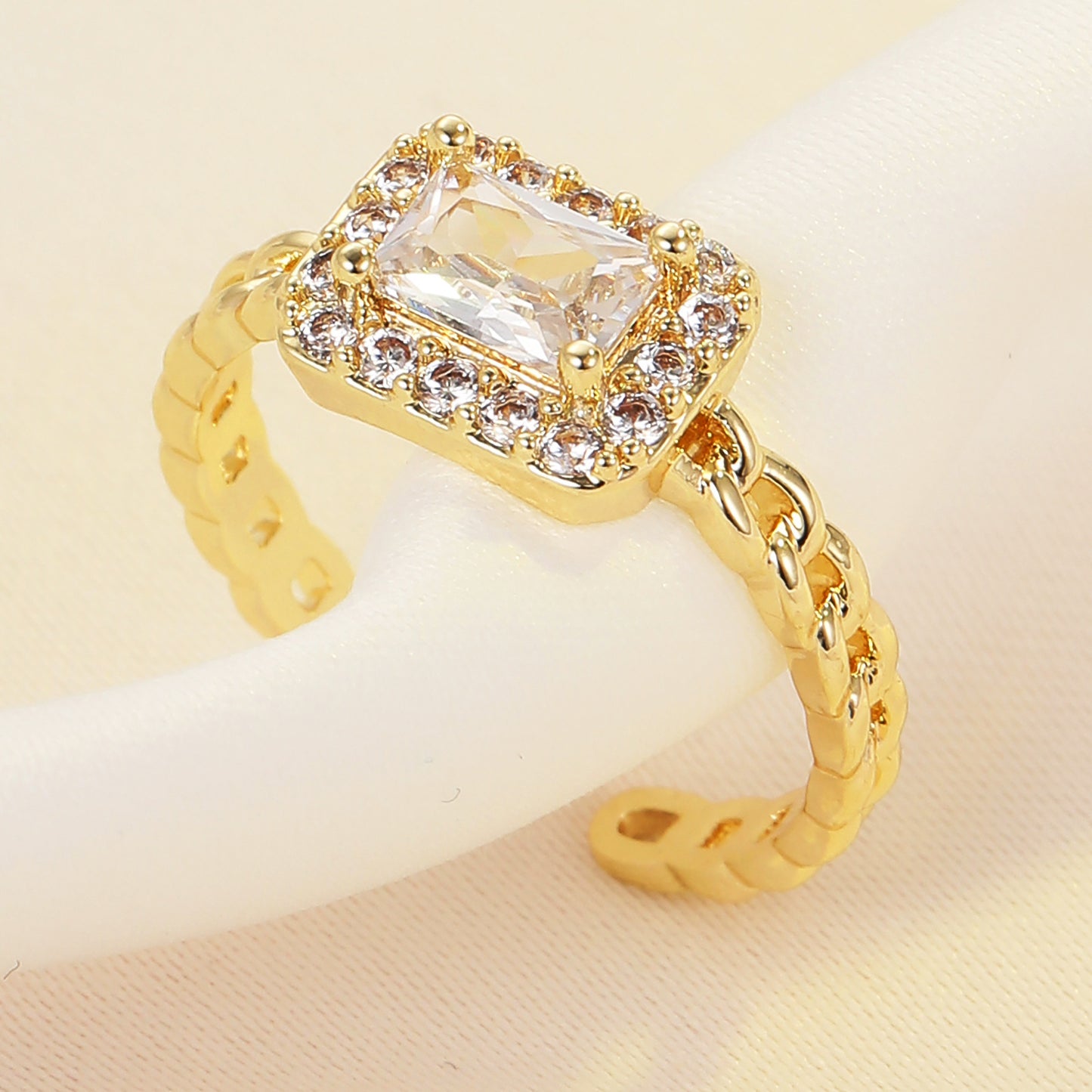 Simple Style Heart Shape Rectangle Alloy Inlay Zircon Women's Rings