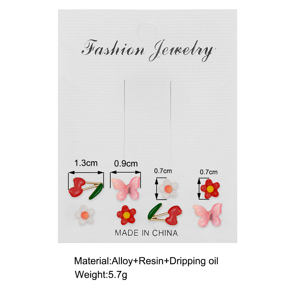 1 Set Ig Style Sweet Leaf Fruit Flower Epoxy Alloy Plastic Resin Ear Studs