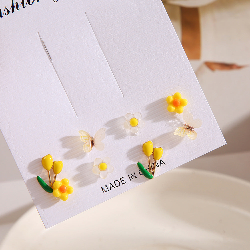 1 Set Ig Style Sweet Leaf Fruit Flower Epoxy Alloy Plastic Resin Ear Studs