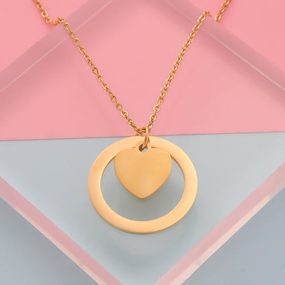 Simple Style Classic Style Heart Shape Stainless Steel Gold Plated Silver Plated Pendant Necklace In Bulk