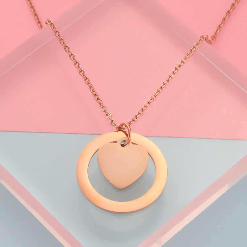 Simple Style Classic Style Heart Shape Stainless Steel Gold Plated Silver Plated Pendant Necklace In Bulk