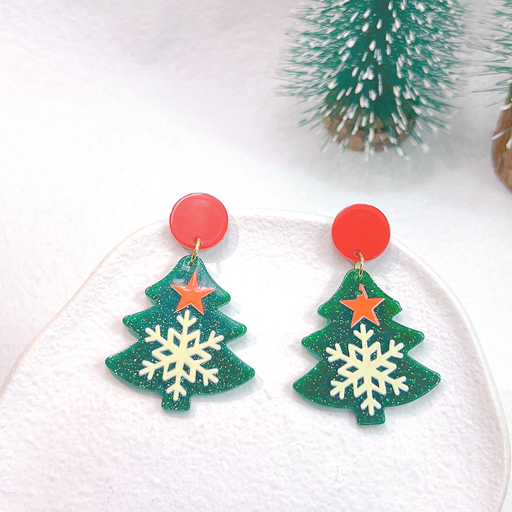 1 Pair Streetwear Christmas Tree Stoving Varnish Arylic Drop Earrings