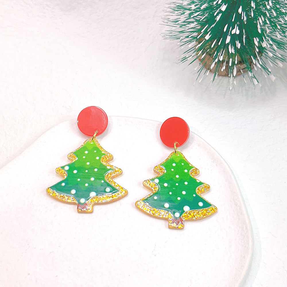 1 Pair Streetwear Christmas Tree Stoving Varnish Arylic Drop Earrings