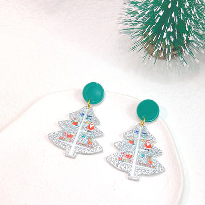 1 Pair Streetwear Christmas Tree Stoving Varnish Arylic Drop Earrings