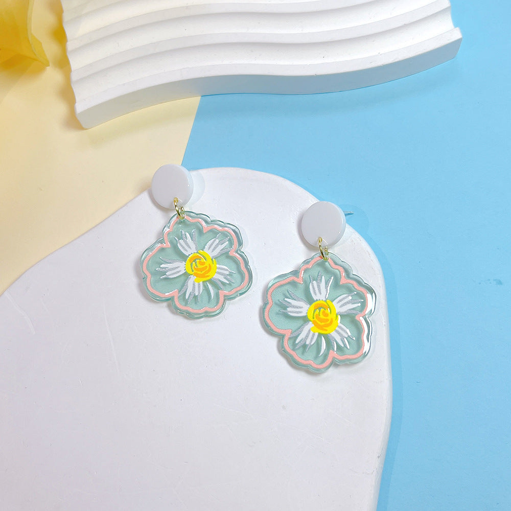 1 Pair Sweet Flower Arylic Drop Earrings