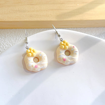 1 Pair Cute Donuts Resin Drop Earrings