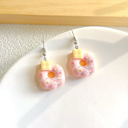 1 Pair Cute Donuts Resin Drop Earrings