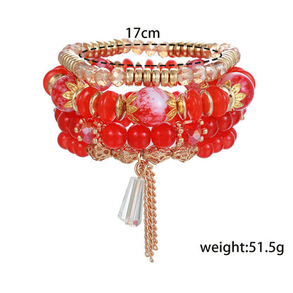 Simple Style Round Plastic Resin Beaded Women's Bracelets