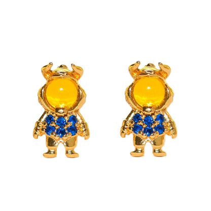 1 Pair Princess Cute Modern Style Cartoon Character Inlay Copper Zircon Ear Studs