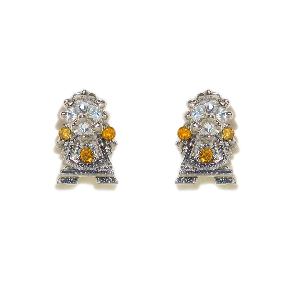 1 Set 1 Pair Cute Cartoon Character Inlay Brass Zircon Ear Studs