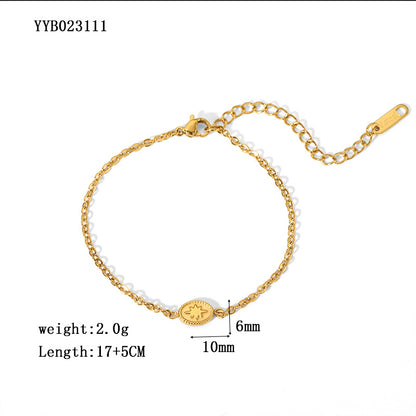 Elegant Lady Flower Butterfly Fish Stainless Steel Plating Chain Inlay Rhinestones 18k Gold Plated Bracelets