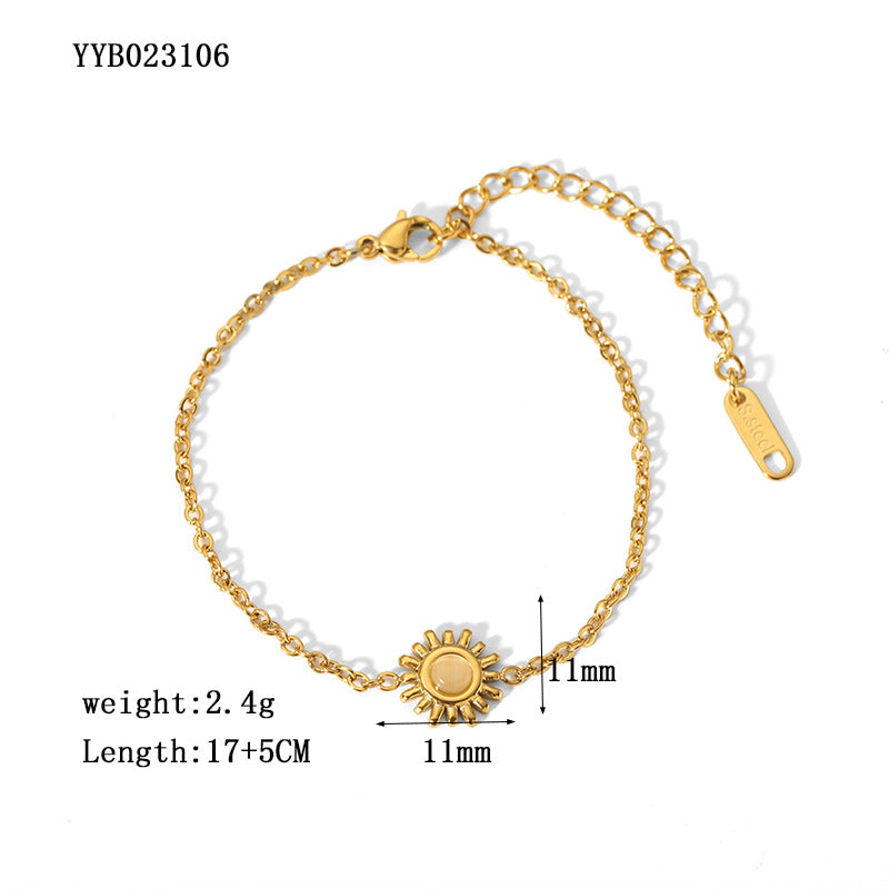 Elegant Lady Flower Butterfly Fish Stainless Steel Plating Chain Inlay Rhinestones 18k Gold Plated Bracelets