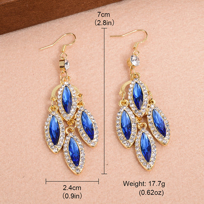 1 Pair Vintage Style Leaves Plating Inlay Alloy Crystal Rhinestones Drop Earrings