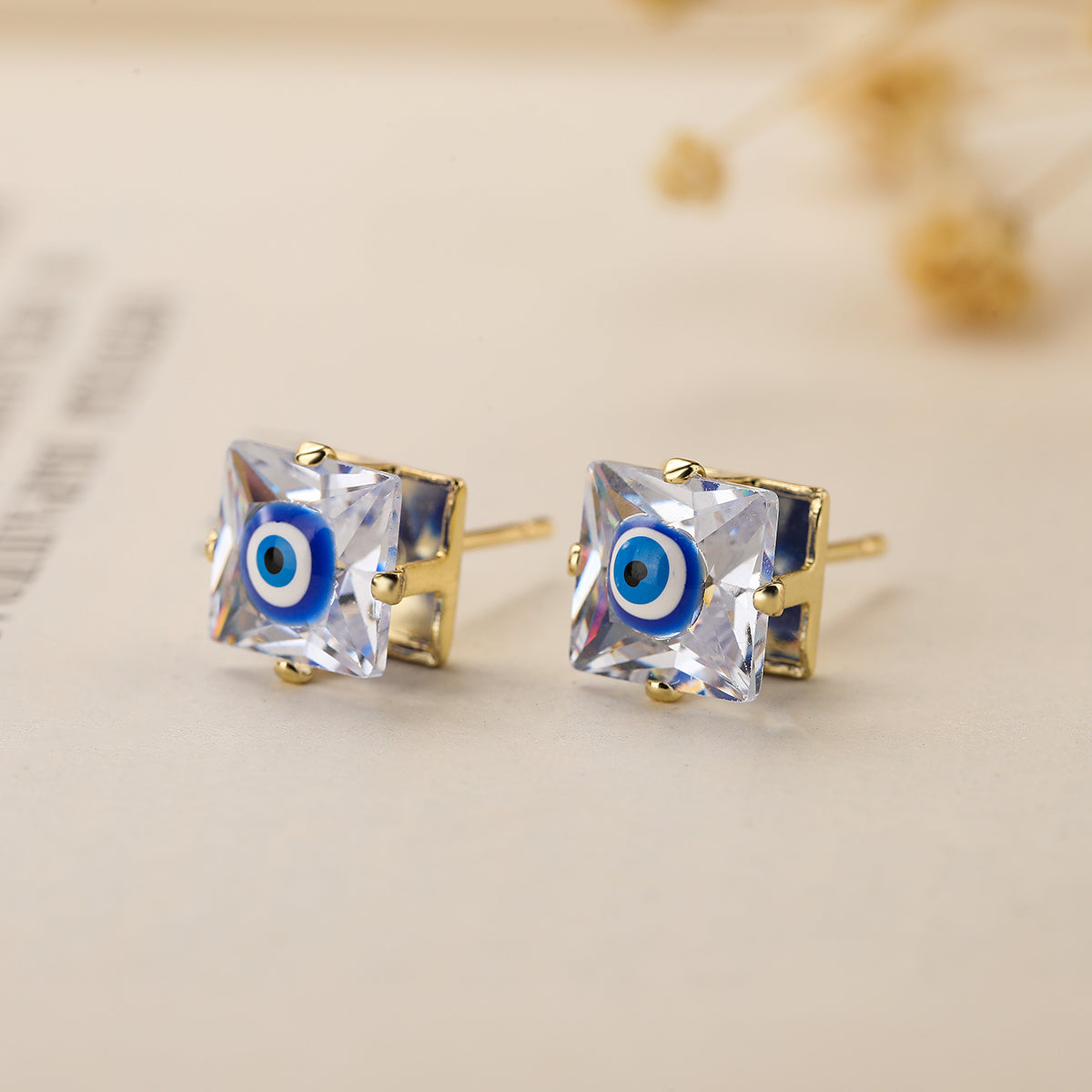 1 Pair Simple Style Commute Devil's Eye Enamel Plating Inlay Copper Zircon 18k Gold Plated Ear Studs