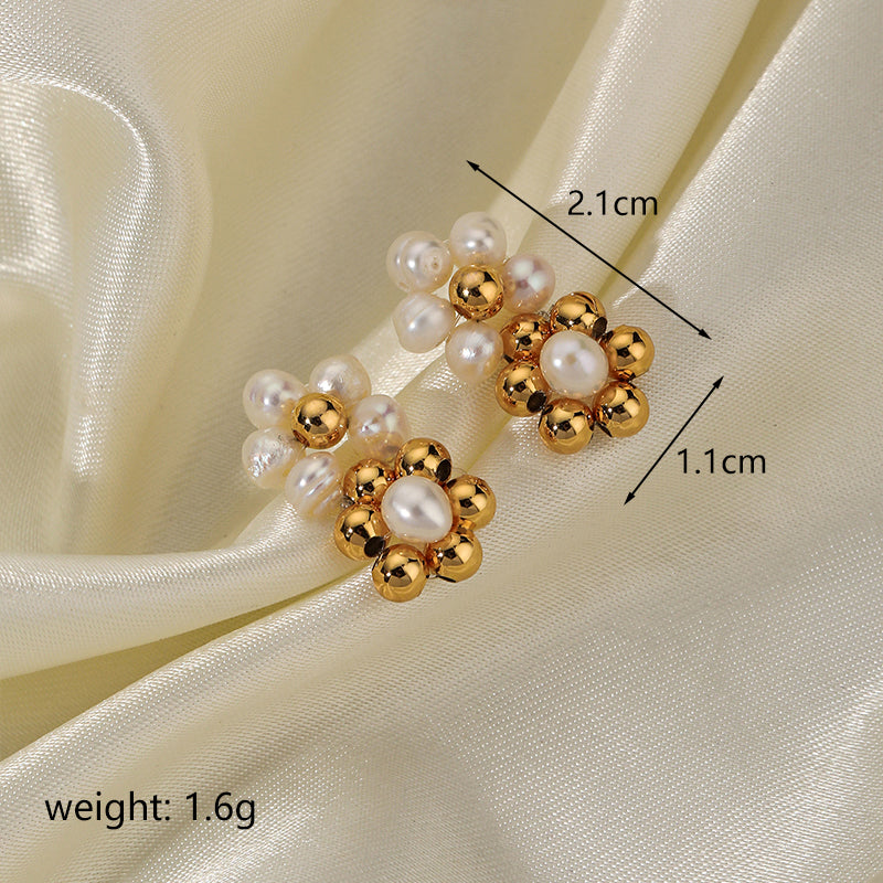 1 Pair Sweet Flower Plating Copper 18k Gold Plated Ear Studs