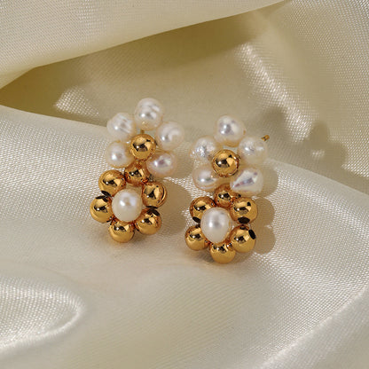 1 Pair Sweet Flower Plating Copper 18k Gold Plated Ear Studs