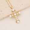 Commute Cross Copper Inlay Zircon Pendant Necklace