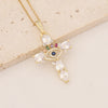 Commute Cross Copper Inlay Zircon Pendant Necklace