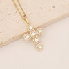 Commute Cross Copper Inlay Zircon Pendant Necklace