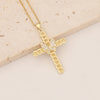 Commute Cross Copper Inlay Zircon Pendant Necklace